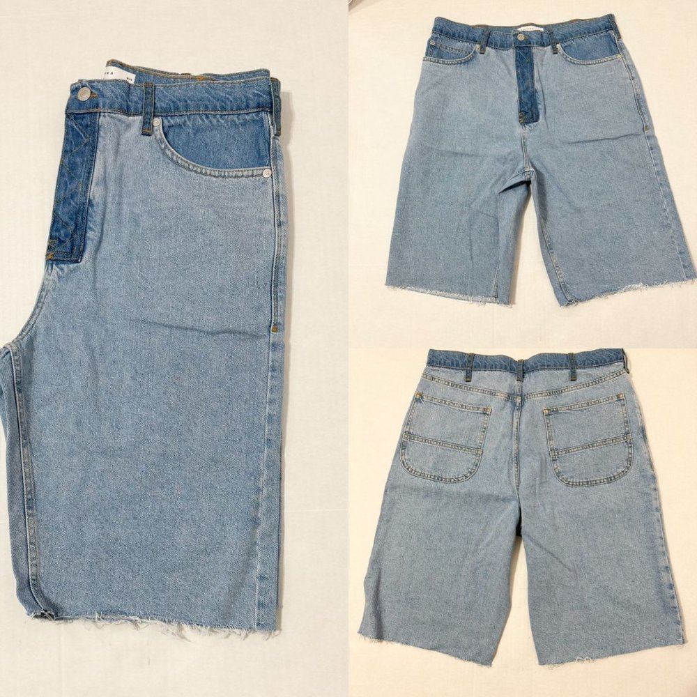 TOPMAN NWOT SZ 34 Two Tone Mens Frayed Jean Short